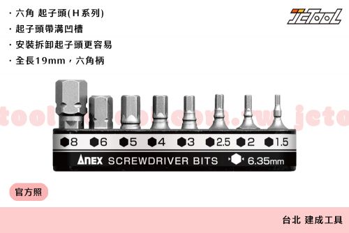 ANEX 超短 六角 溝槽起子頭 AK-51P-B8H1