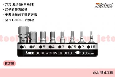 ANEX 超短 六角 溝槽起子頭 AK-51P-B8H1